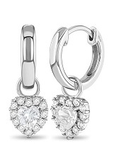 extraordinary clear cz heart dangle huggie baby earrings